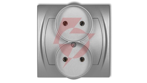 LOGO Gniazdo podwójne 2x(2P) srebrny metalik 7LGPR-2