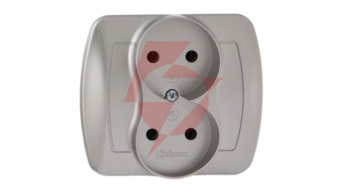 Simon Akord Gniazdo podwójne b/u 16A IP20 aluminium metalizowane AG2/26