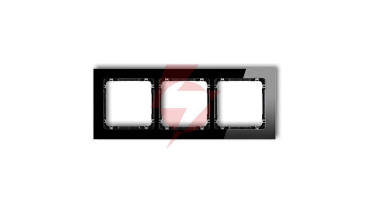 DECO Ramka potrójna - efekt szkła (ramka: czarna spód: czarny) czarny 12-12-DRS-3
