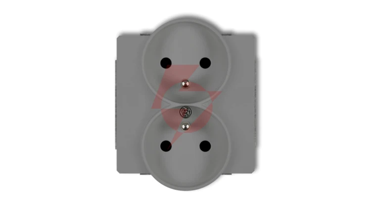 DECO Gniazdo podwójne do ramki z/u szary mat 27DGPR-2zp