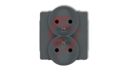 DECO Gniazdo podwójne do ramki z/u grafitowy mat 28DGPR-2zp