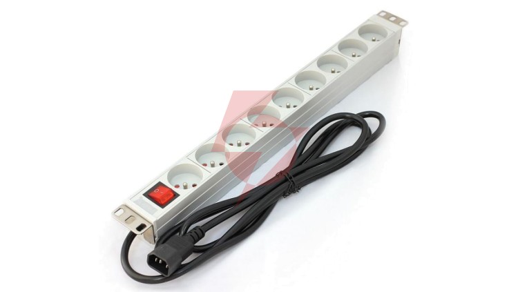 Listwa zasilająca RACK PDU 1U 10A 9x250V 2m aluminiowa C14 A-19-STRIP-4-IMP