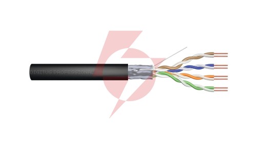 Kabel teleinformatyczny F/UTP kat.6 PE AWG 23/1 szpula czarny zewnętrzny żelowany DK-TP622 /305m/