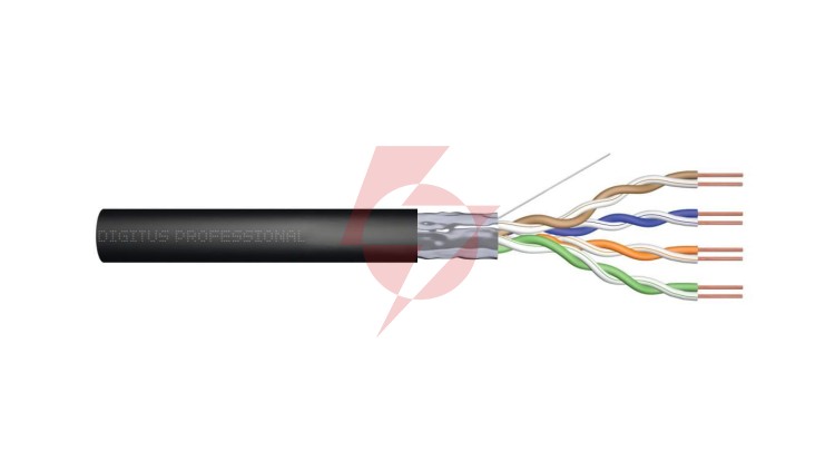 Kabel teleinformatyczny F/UTP kat.6 PE AWG 23/1 szpula czarny zewnętrzny żelowany DK-TP622 /305m/
