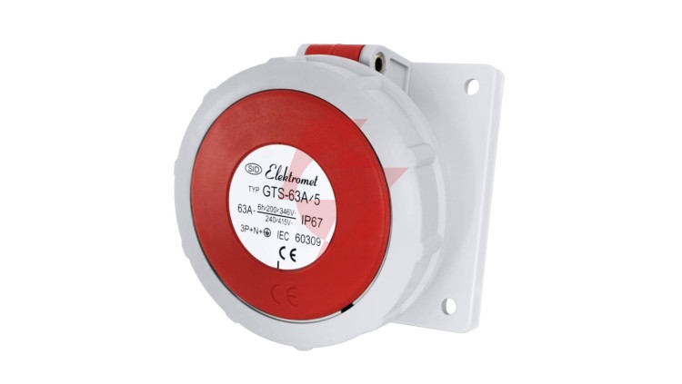 Gniazdo tablicowe skośne 63A/400V 5P IP67 6h 3P+N+Z GTS 63/5 921828