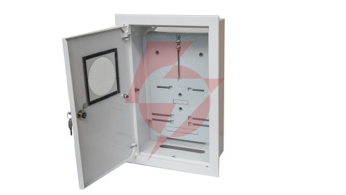Rozdzielnica podtynkowa metalowa 1x3F na licznik elektroniczny zamek okienko RAL 9003 A-RW19E