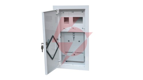 Rozdzielnia podtynkowa metalowa 1 X TL 1F na licznik elektroniczny + 6 zabezpieczeń zamek okienko RAL 9003A-RW6E