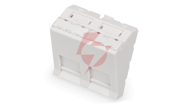 Adapter kątowy M45 2x Keystone, 45x45mm p/kurz biały DN-93802-7-SH