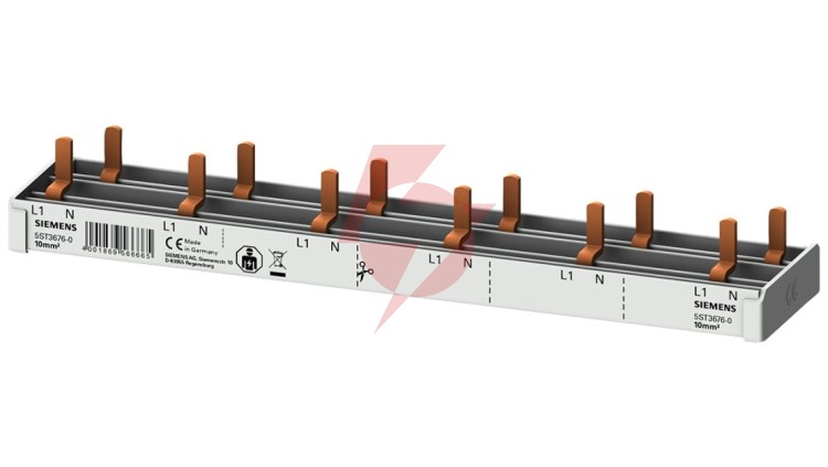 Szyna łączeniowa 1P+N 10mm2 sztyftowa 12 modułowa dla 6x (AFDD 5SM6 + 6x 5SV1 / 5SL60) pełna izolacja 5ST3676-0