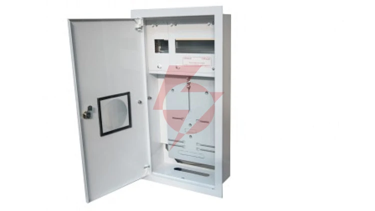 Rozdzielnia podtynkowa metalowa 1 X TL 3F na licznik elektroniczny + 11 zabezpieczeń zamek okienko RAL 9003A-RW12E