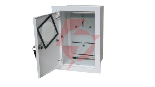 Szafka licznikowa podtynkowa metalowa 1x1F zamek okienko IP40 RAL 9003 A-RW18