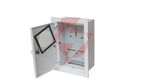 Rozdzielnica podtynkowa metalowa 1x1F na licznik elektroniczny zamek okienko RAL 9003 A-RW18E