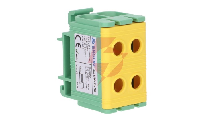 Złączka szynowa 2-torowa ZJUN-2x50 PE żółto-zielona R34RR-07020002003 /6szt./