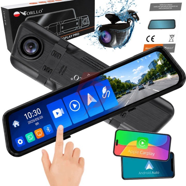 Kamera samochodowa przód tył orllo autoplay pro 4k gps wifi