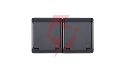HERMES Gniazdo podwójne z/u 2P+Z SCHUKO IP44 antracyt 0325-07