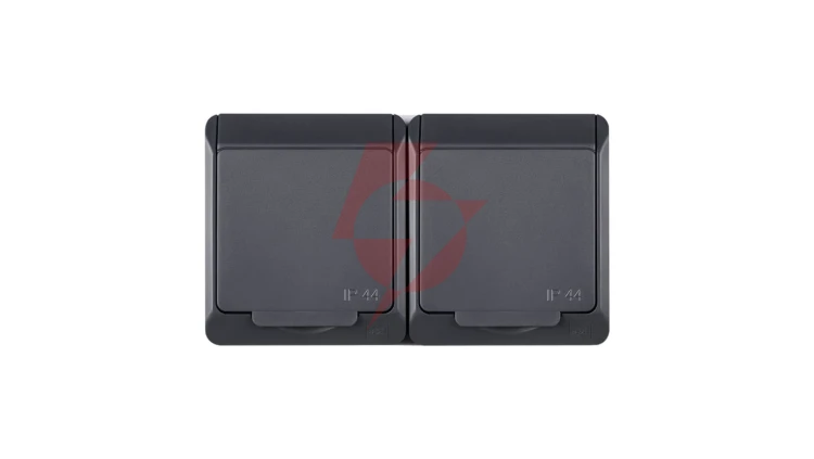 HERMES Gniazdo podwójne z/u 2P+Z SCHUKO IP44 antracyt 0325-07