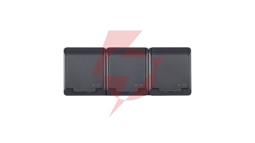 Hermes Gniazdo hermetyczne potrójne z/u 16A IP44 antracyt GNT 0323-07