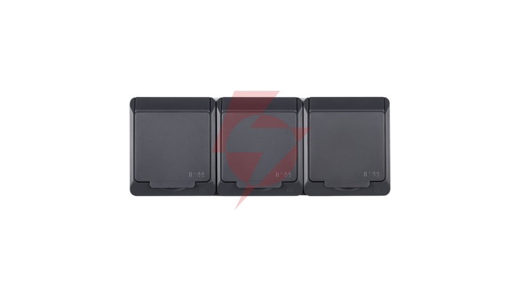 Hermes Gniazdo hermetyczne potrójne z/u 16A IP44 antracyt GNT 0323-07