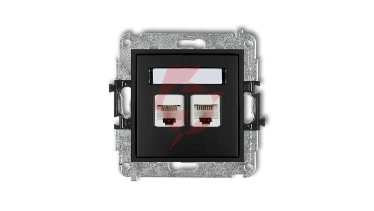 MINI Gniazda komputerowe podwójne 2xRJ45, kat. 5e, 8-stykowy czarny mat 12MGK-2