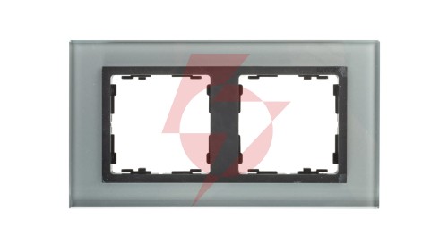 Simon 82 Ramka podwójna pozioma szklana szara/ ramka pośrednia grafit 82827-35