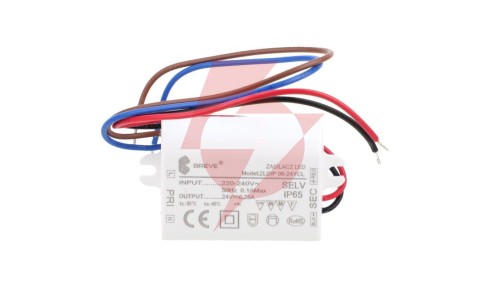 Zasilacz LED 24V DC 6W 0,25A IP65 /z zabezpieczeniami/ ZLDP 06-24YCL 19724-9018