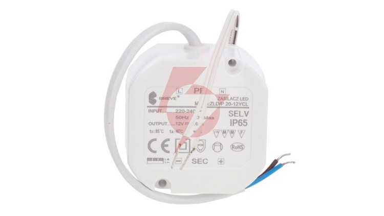 Zasilacz LED 12V DC 20W 1,66A IP65 /z zabezpieczeniami/ ZLDP 20-12YCL 19712-9037