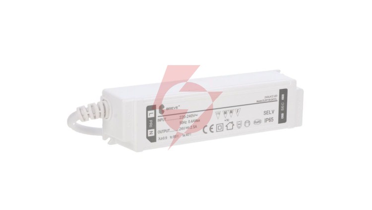 Zasilacz LED 24V DC 60W 2,5A IP65 /z zabezpieczeniami/ ZLDP 60-24YCL 19724-9022