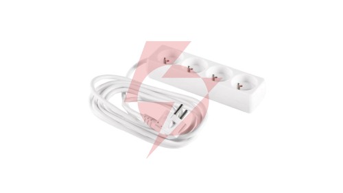 Przedłużacz 4-gniazda z/u 1,5m /H05VV-F 3G1/ biały PM-BW-4G-15