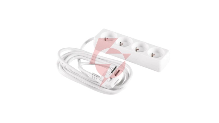 Przedłużacz 4-gniazda z/u 1,5m /H05VV-F 3G1/ biały PM-BW-4G-15