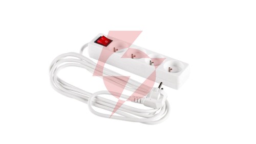 Przedłużacz z wyłącznikiem 4-gniazda z/u 3m /H05VV-F 3G1/ biały PM-ZW-4G-30