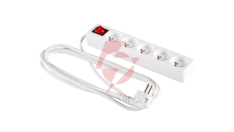 Przedłużacz z wyłącznikiem 5-gniazd z/u 1,5m /H05VV-F 3G1/ biały PM-ZW-5G-15