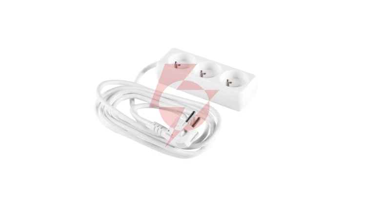 Przedłużacz 3-gniazda z/u 3m /H05VV-F 3G1/ biały PM-BW-3G-30