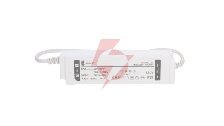 Zasilacz LED 24V DC 100W 4,16A IP65 /z zabezpieczeniami/ ZLDP 100-24YCL 19724-9023