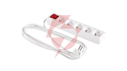 Przedłużacz z wyłącznikiem 5-gniazd z/u 3m /H05VV-F 3G1/ biały PM-ZW-5G-30