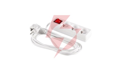 Przedłużacz z wyłącznikiem 3-gniazda z/u 1,5m /H05VV-F 3G1/ biały PM-ZW-3G-15