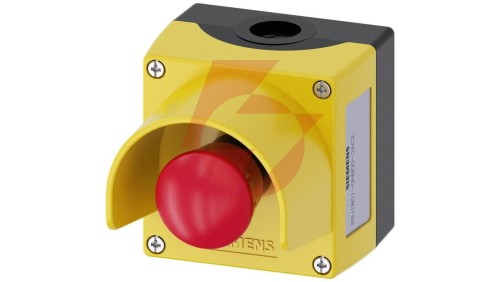 Kaseta z przyciskiem bezpieczeństwa 2R przez obrót żółta z kołnierzem IP69k SIRIUS ACT 3SU1801-0NB00-2AC2