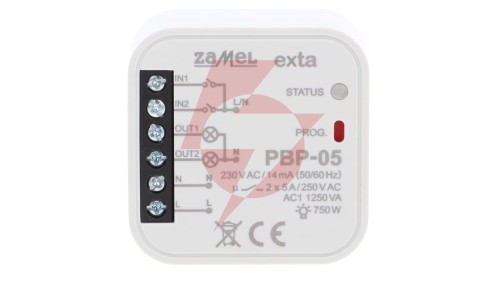 Przekaźnik bistabilny 2-kanałowy dopuszkowy 230V AC PBP-05 EXT10000254