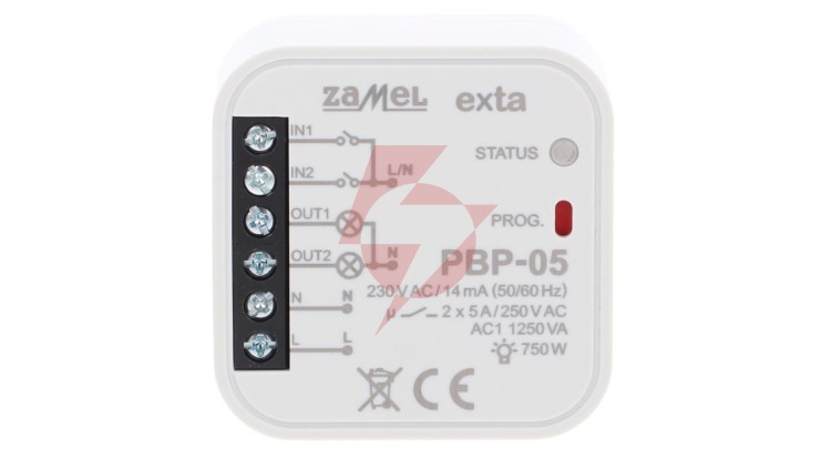 Przekaźnik bistabilny 2-kanałowy dopuszkowy 230V AC PBP-05 EXT10000254
