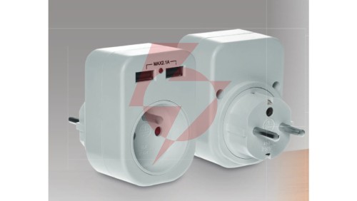 Gniazdo wtyczkowe z/u z ładowarką 2xUSB 2.1A R-1USB