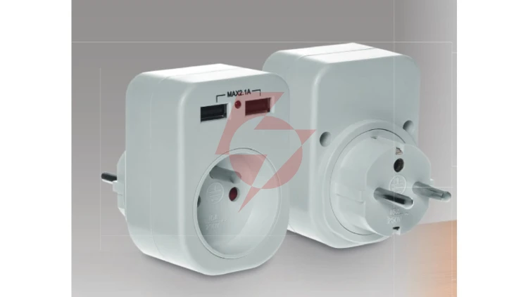Gniazdo wtyczkowe z/u z ładowarką 2xUSB 2.1A R-1USB