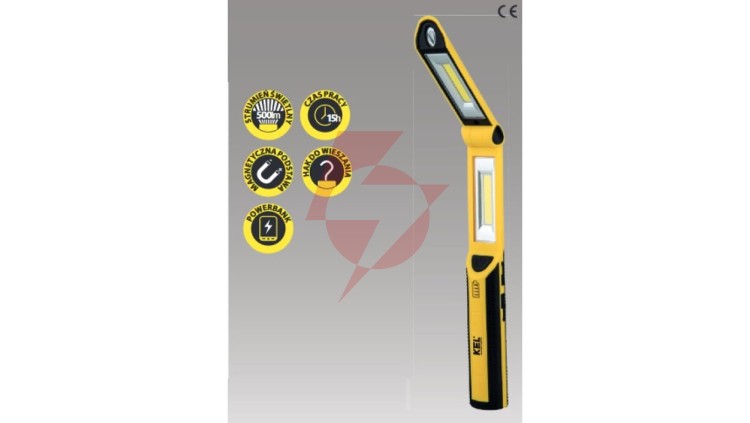 Latarka warsztatowa akumulatorowa LED COB 3W+1W 2,6Ah Li-Ion /hak, magnes, powerbank/ LW-2PB