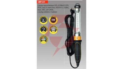 Oprawa przenośna warsztatowa LED 6W 250lm z hakiem LWP-3/5