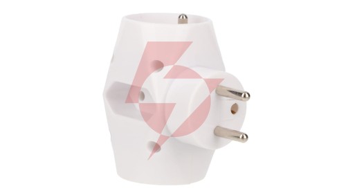Rozgałeźnik wtyczkowy 2-gniazda z/u+2x Euro biały R-21