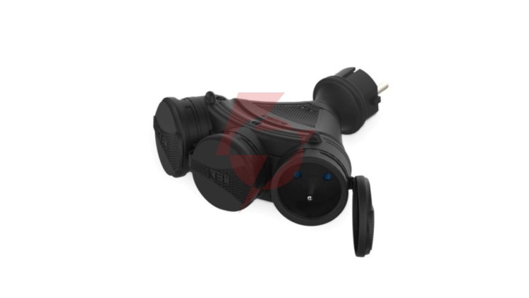 Rozgałęźnik wtyczkowy 3-gniazda z/u 16A 250V IP54 czarny GN-X3/54 W-01154