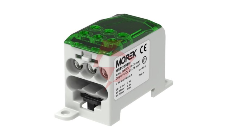 Blok dystrybucyjny - rozdzielczy OJL200A zielony wej: 1xAl/Cu10-70mm wyj: 6xCu 2,5-16mm2 MAB1201G10