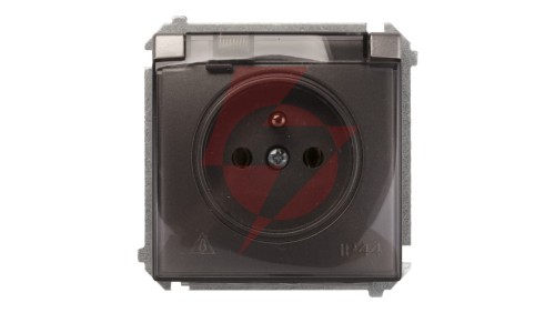 Simon Basic Gniazdo bryzgoszczelne z/u IP44 z klapką dymną stal inox BMGZ1B.01/21a