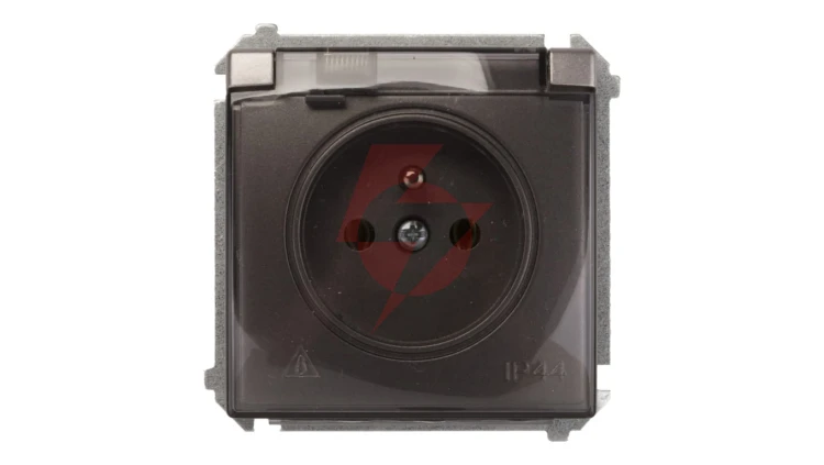 Simon Basic Gniazdo bryzgoszczelne z/u IP44 z klapką dymną stal inox BMGZ1B.01/21a