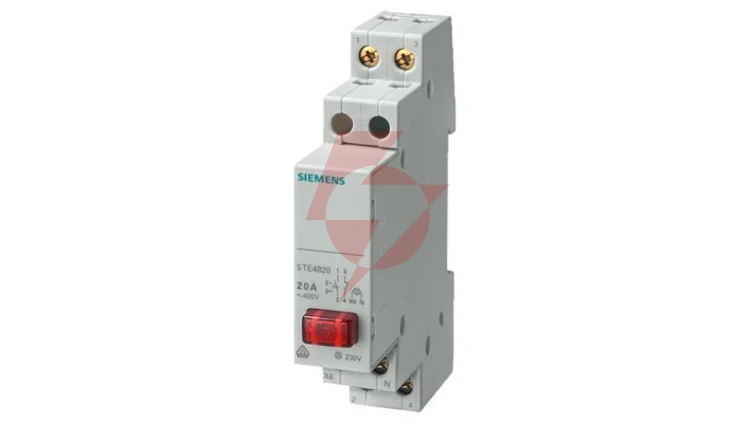 Przycisk modułowy 20A 1Z 1R czerwony z lampką 230V przełączany mono/bistabilny 5TE4820