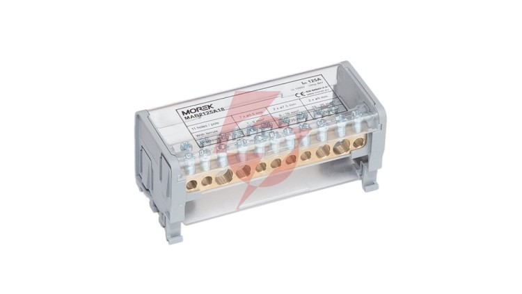Blok dystrybucyjno-rozdzielczy MOBLOCK 2P 1000V, 125A-11 2x35mm2 + 2x25mm2 + 7x6mm2 TS35 MAB2125A18