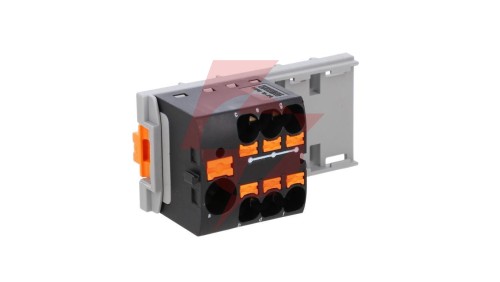 Blok rozdzielczy PTFIX 10/6X4-NS35 BK, czarne złącze przemysłowe - 6 punktów przyłączeniowych o przekroju 4mm2